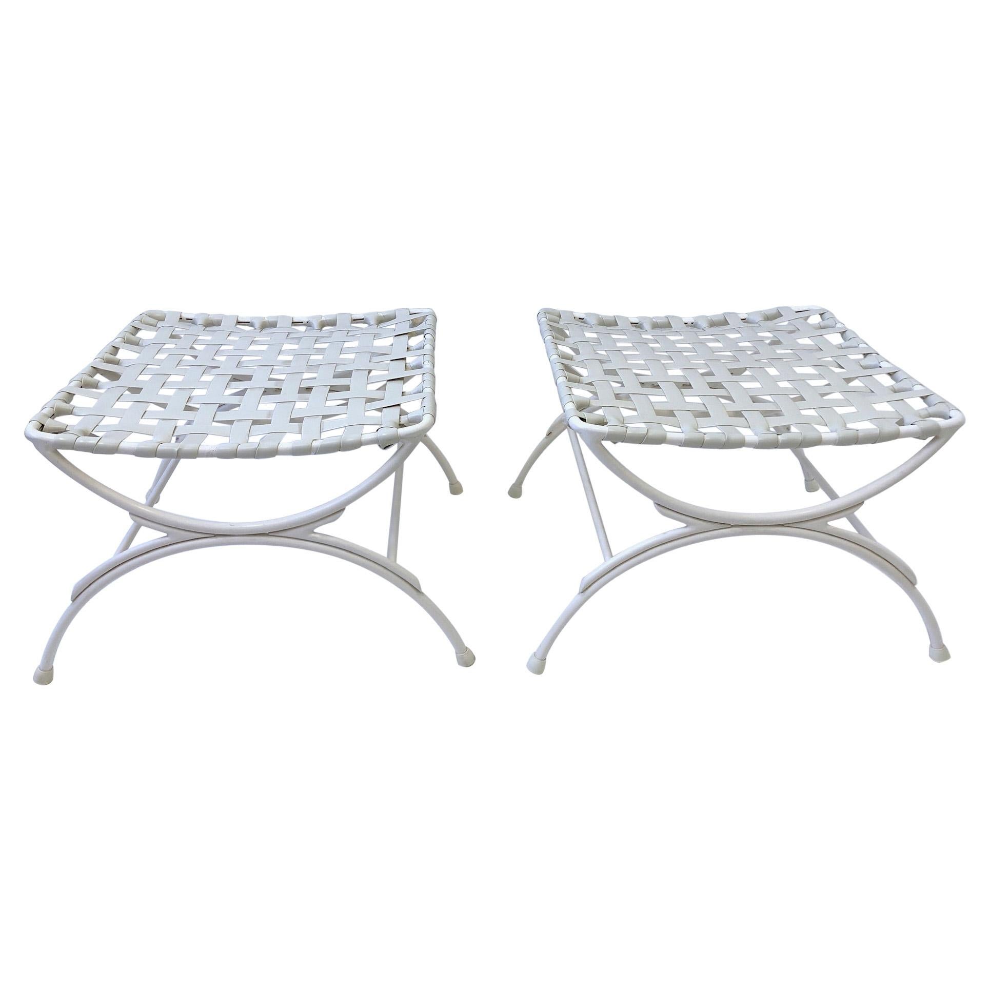 off White Pair of Outdoor Ottoman by Keller Scroll of Miami For Sale