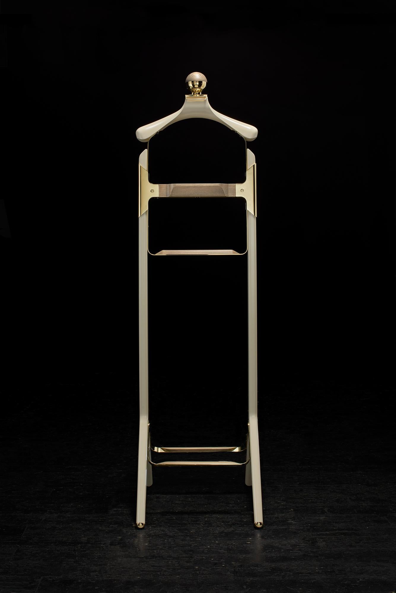 Off-White Permanent Style Valet Stand by Honorific in Solid Brass and Ash Grey For Sale 2