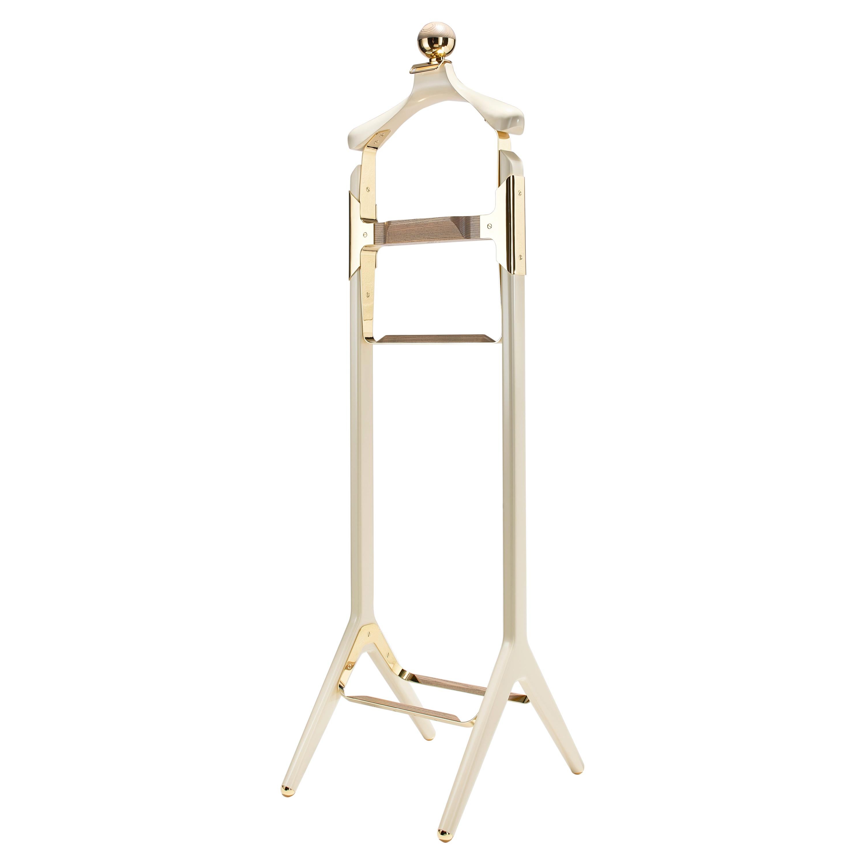 Off-White Permanent Style Valet Stand by Honorific in Solid Brass and Ash Grey For Sale