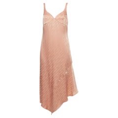 Off-White Pink Jacquard Satin Midi Dress M