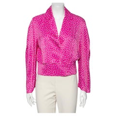 Off-White Pink Printed Satin Button Front Overlay Paneled Blouse M