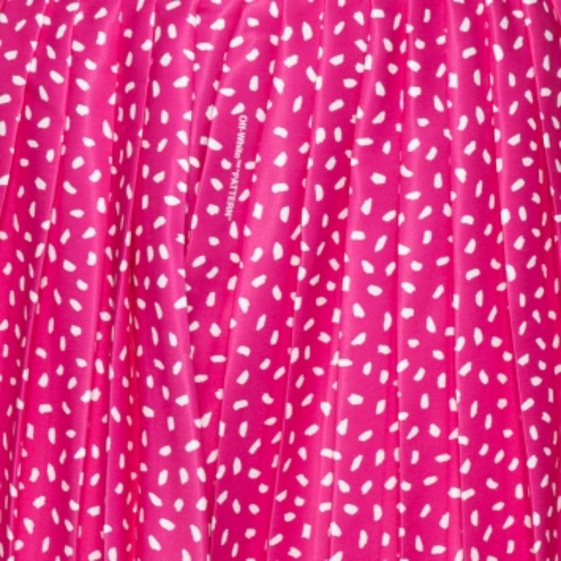 Off-White Pink Printed Satin Plisse Wide Leg Culottes M For Sale 4