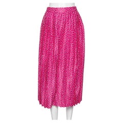 Off-White Pink Printed Satin Plisse Wide Leg Culottes M