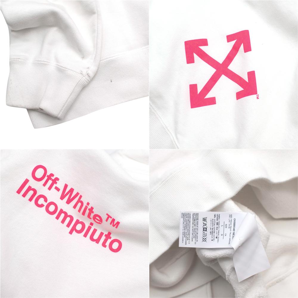 Off-White Pink/White Cotton Print Incompiuto Hoodie - Size L For Sale 2