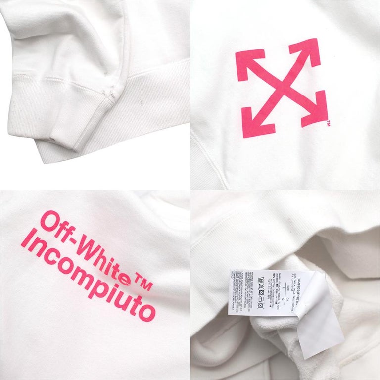 Off-White Pink/White Cotton Print Incompiuto Hoodie Size L