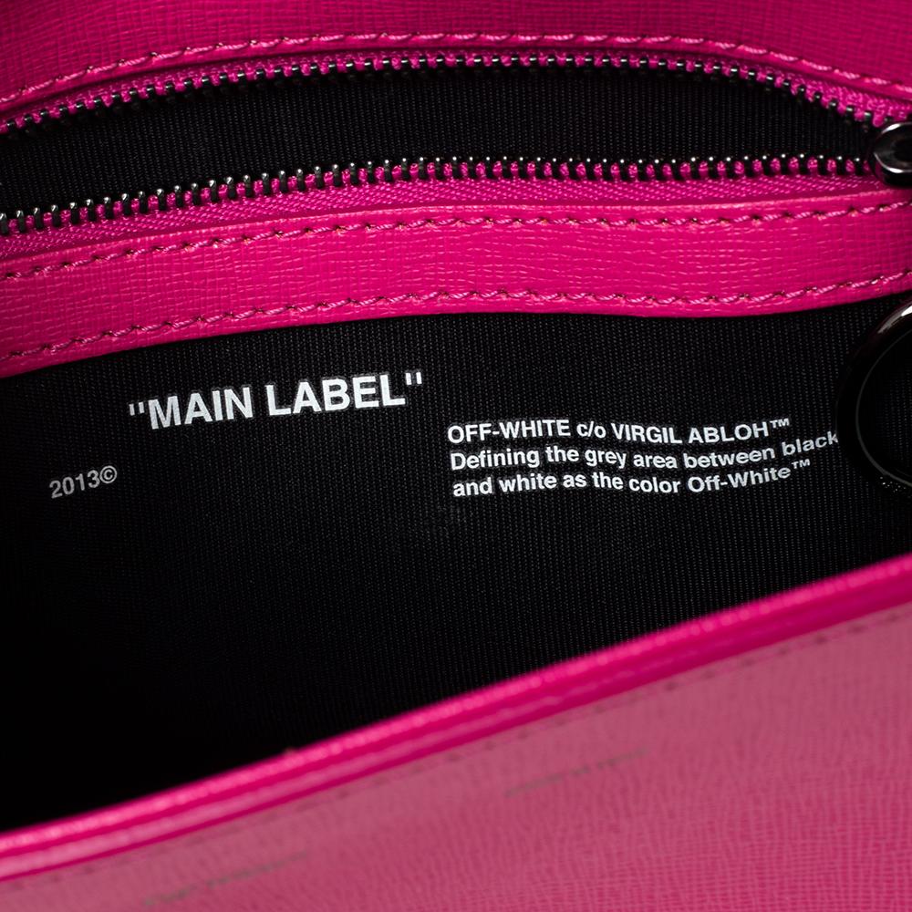 Off-White Pink/White Diagonal Striped Leather Flap Crossbody Bag 3