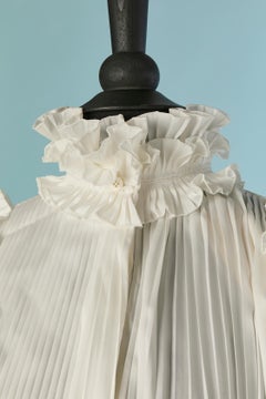 Robe de cocktail plissée à volants blanc cassé ALEXANDRE VAUTHIER