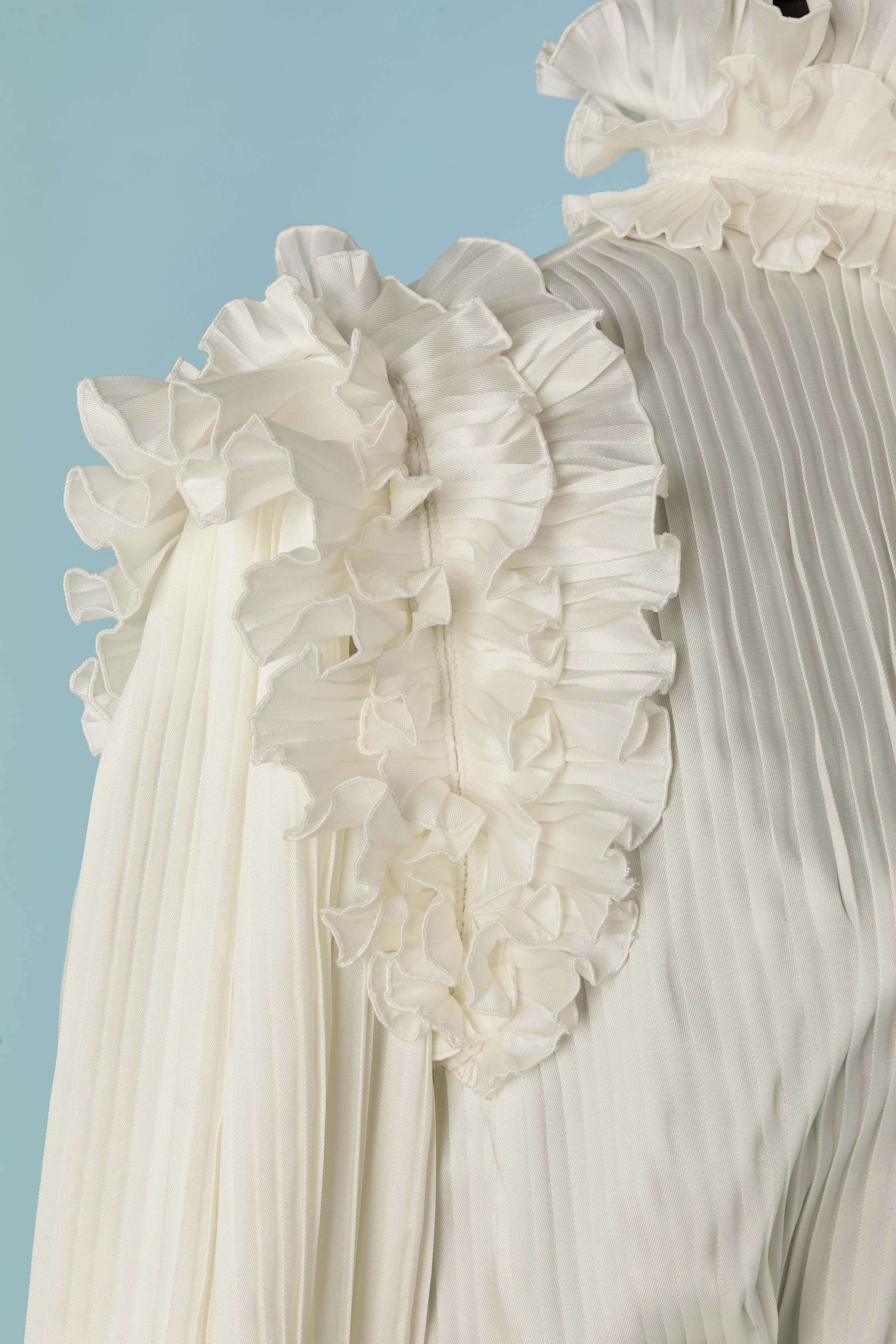 Off-white pleated cocktail dress with ruffles ALEXANDRE VAUTHIER For ...