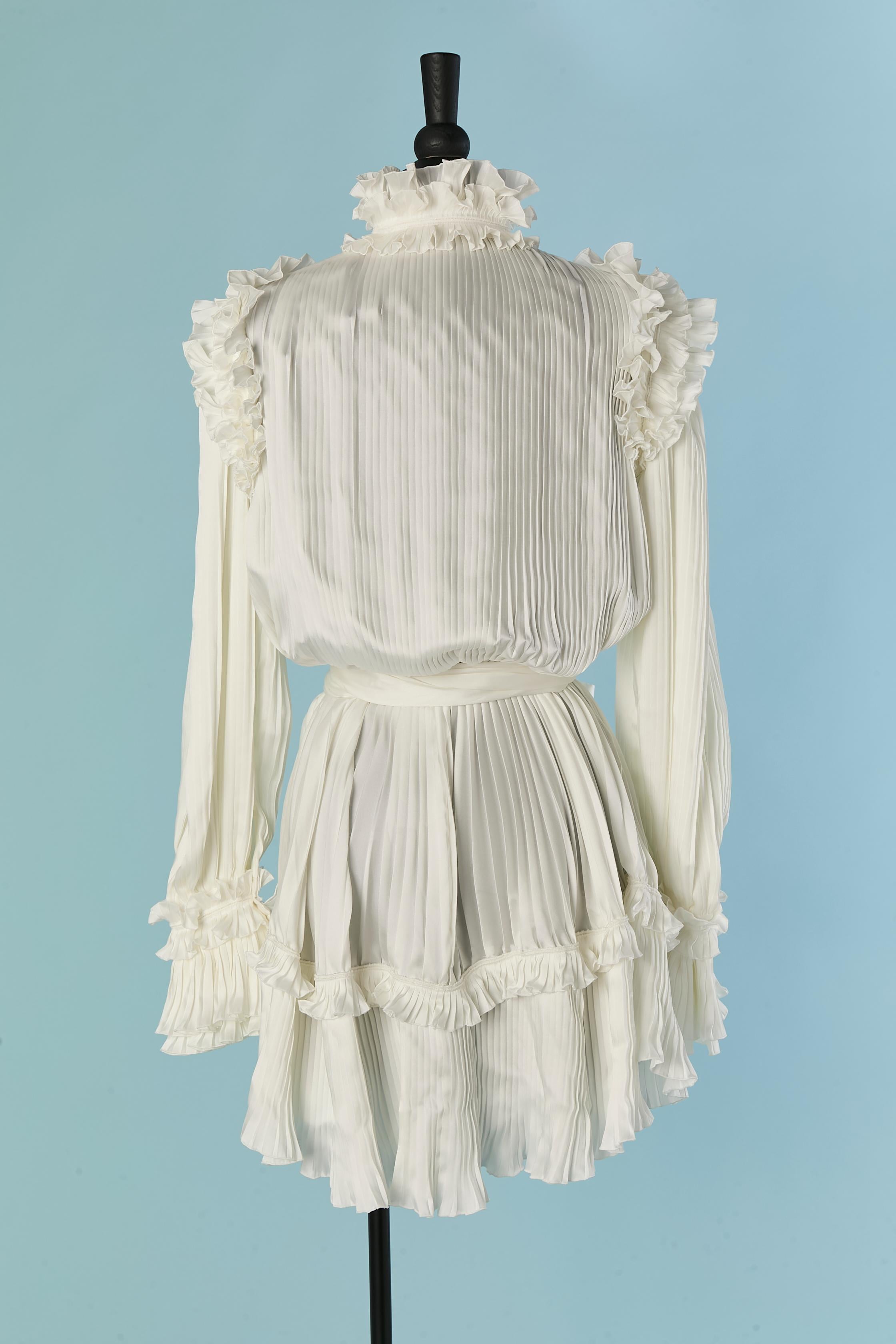Off-white pleated cocktail dress with ruffles ALEXANDRE VAUTHIER For ...