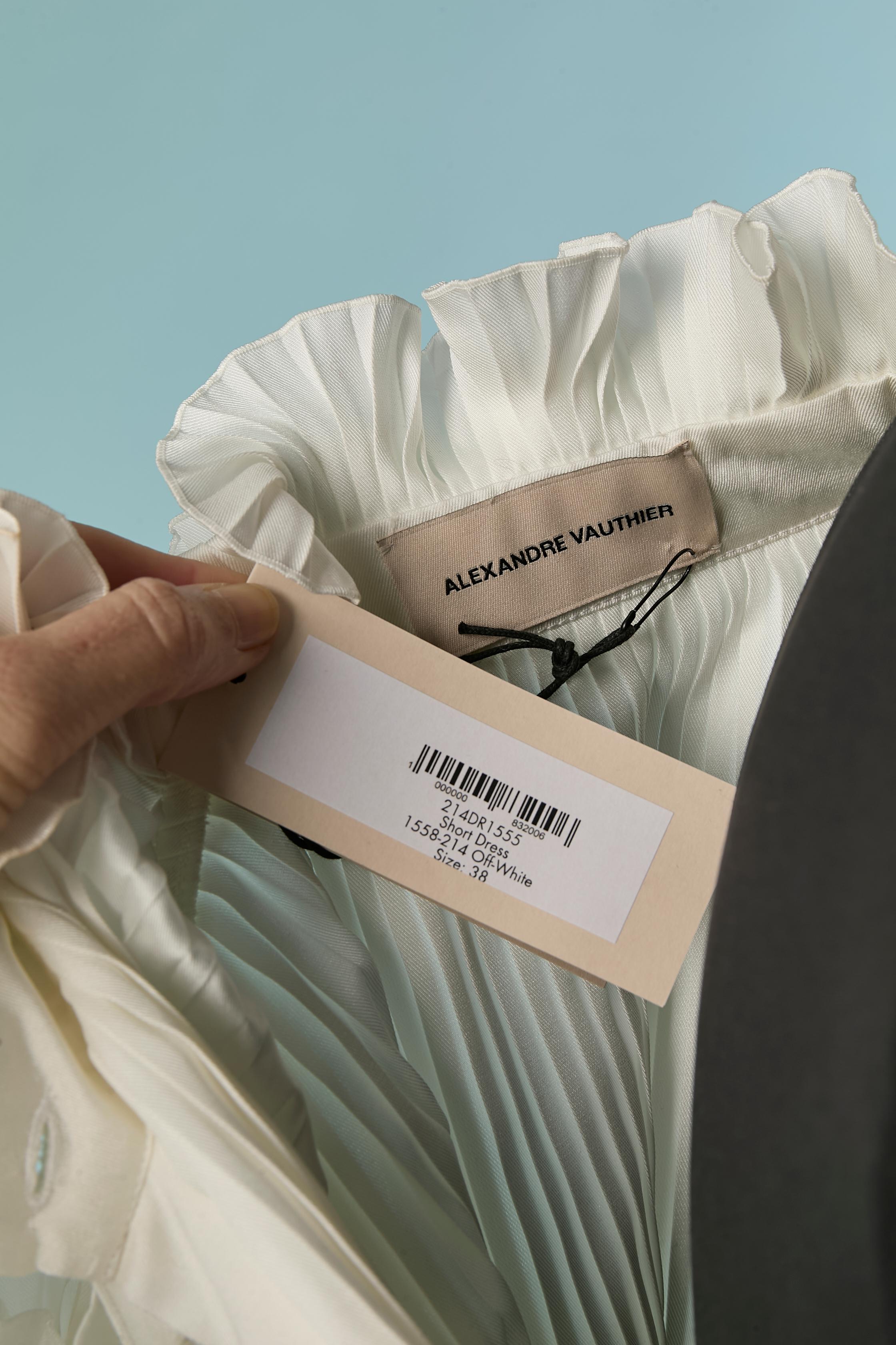 Off-white pleated cocktail dress with ruffles ALEXANDRE VAUTHIER For ...