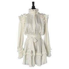Robe de cocktail plissée à volants blanc cassé ALEXANDRE VAUTHIER