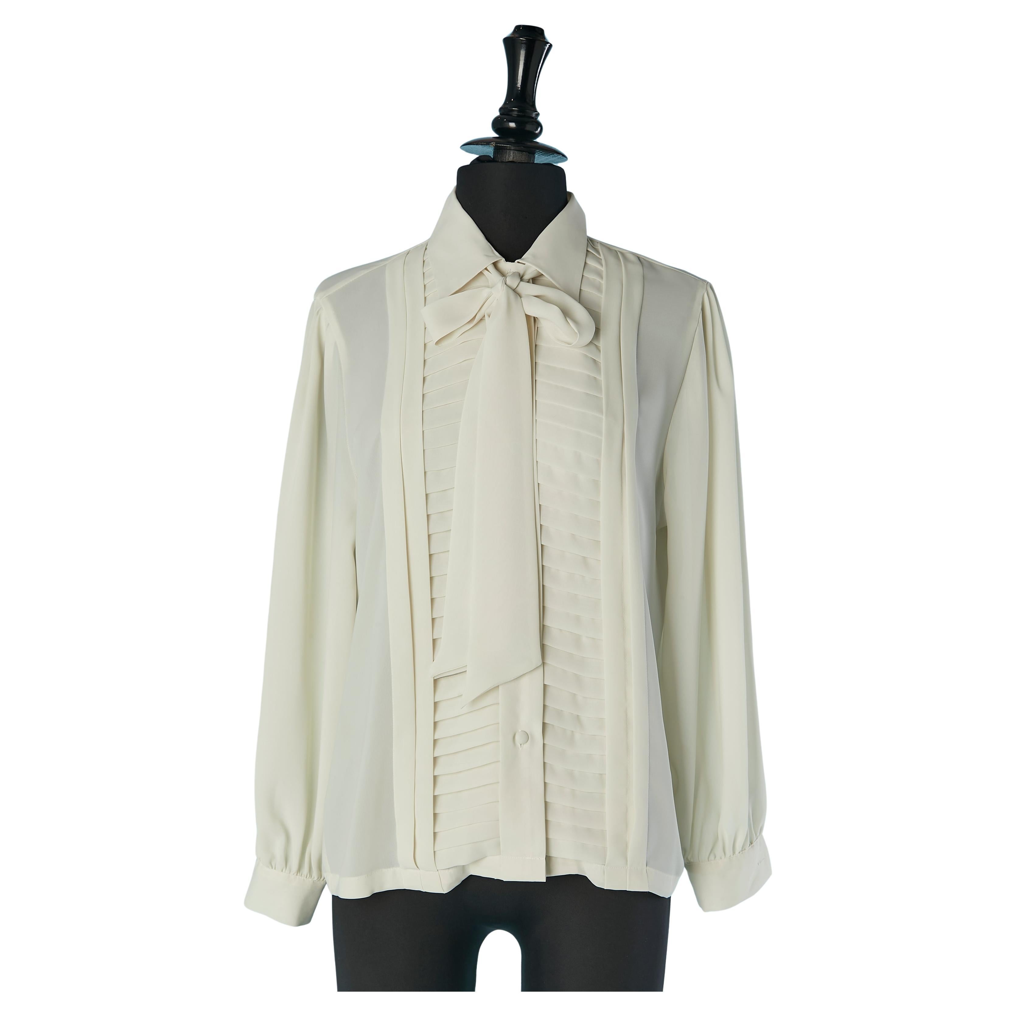 Off-white  pleated shirt with bow tie HALSTON III For Sale