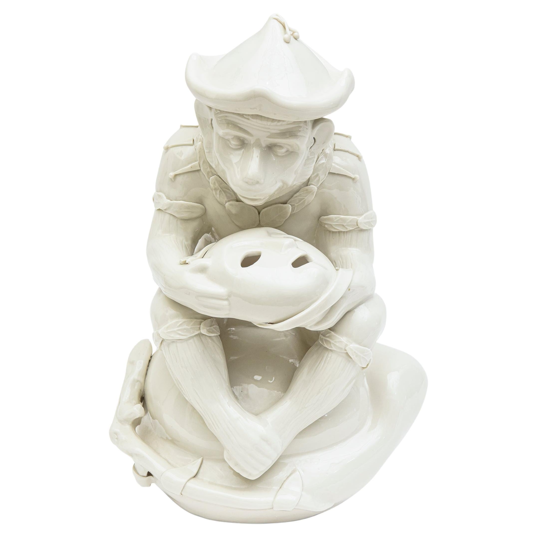 Porcelain Monkey Sculpture See No Evil, Hear No Evil Vintage