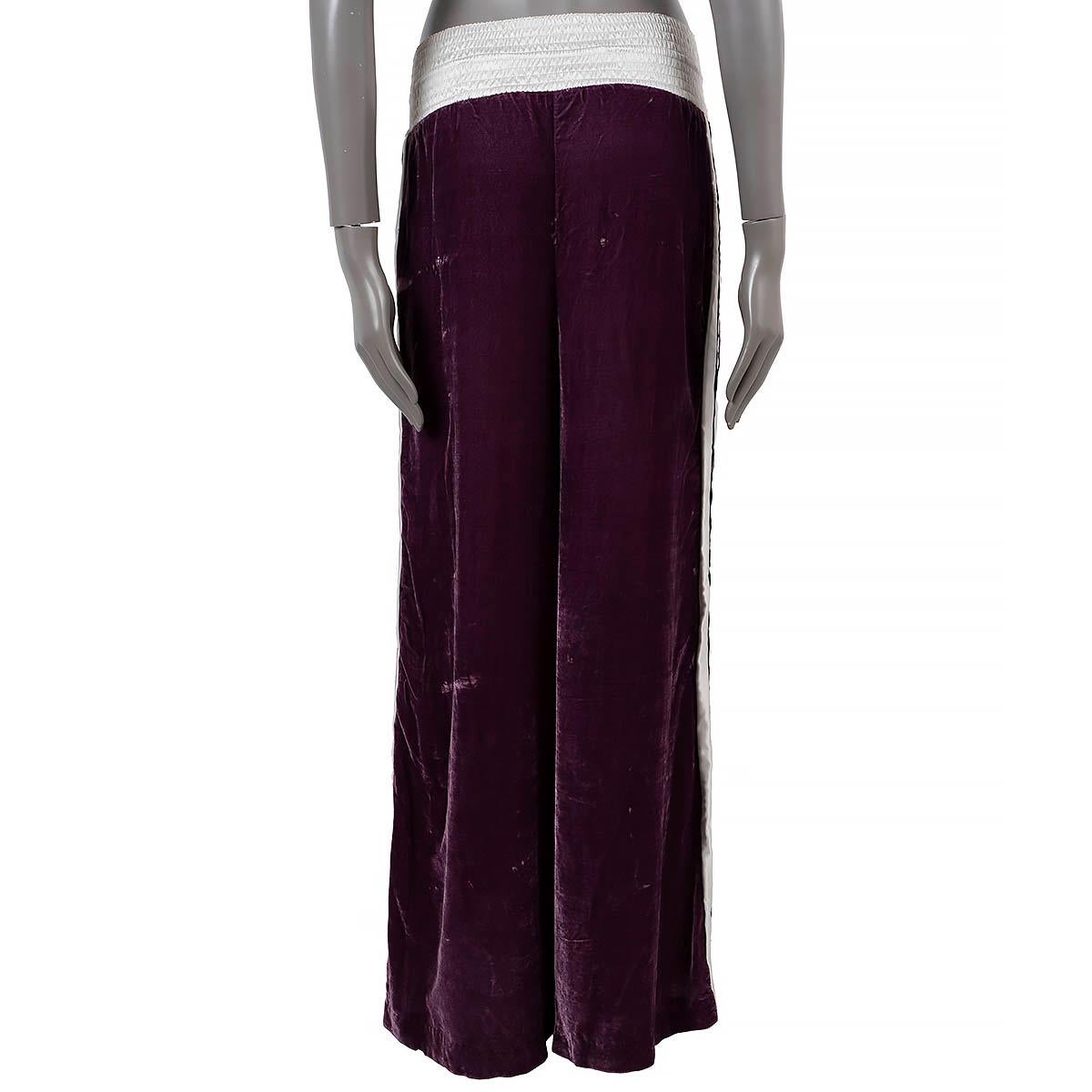 Nero OFF-WHITE viola 2017 SATIN-TRIM CRUSHED VELVET TRACK Pantaloni 36 XXS in vendita