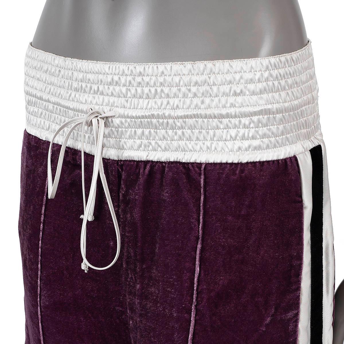 Women's OFF-WHITE purple 2017 SATIN-TRIM CRUSHED VELVET TRACK Pants 36 XXS For Sale
