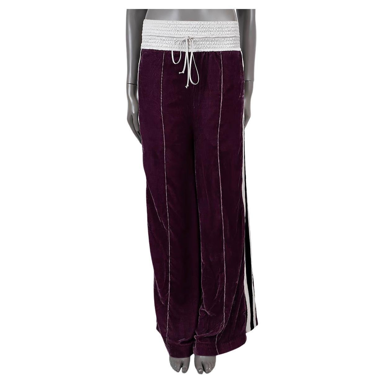 Off-White violet 2017 SATIN-TRIM CRUSHED VELVET TRACK Pantalon 36 XXS