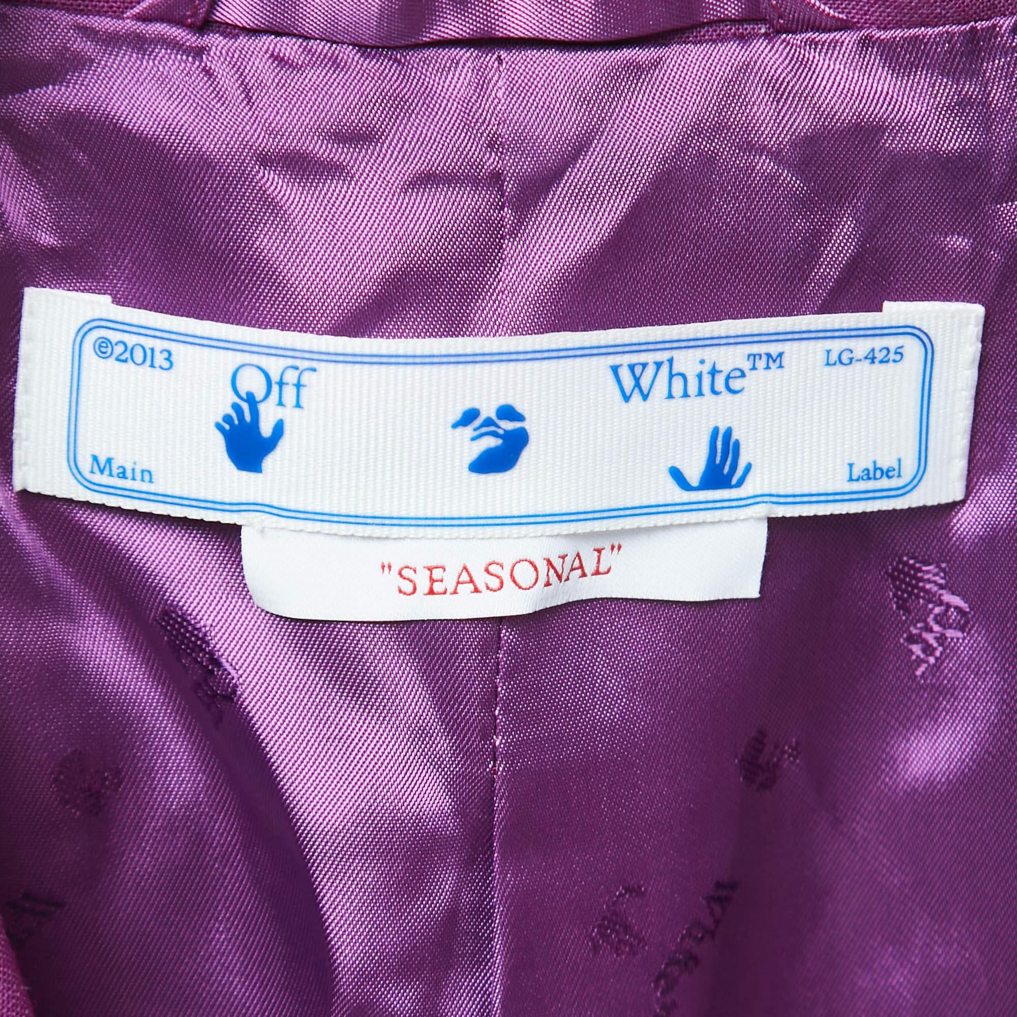 Women's Off-White Purple Crepe Oversized Single-Breasted Blazer S For Sale