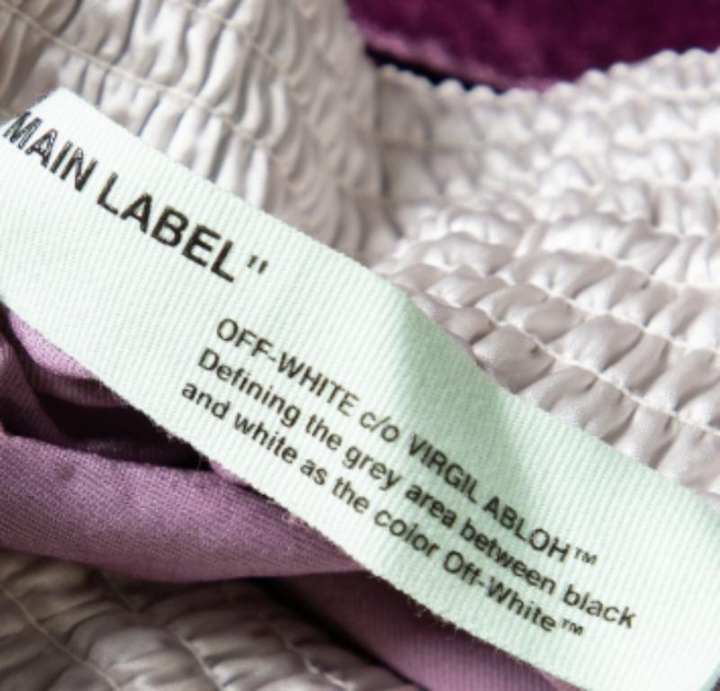 Off-White Purple Crushed Velvet Wide Leg Track Pants M For Sale 3