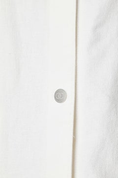 Off-white raw silk and gold lurex jacket  with branded buttons Chanel