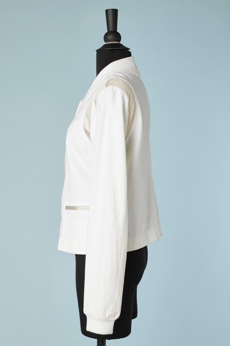 Off-white raw silk and gold lurex jacket  with branded buttons Chanel  For Sale 1