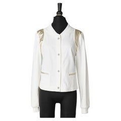 Off-white raw silk and gold lurex jacket  with branded buttons Chanel 