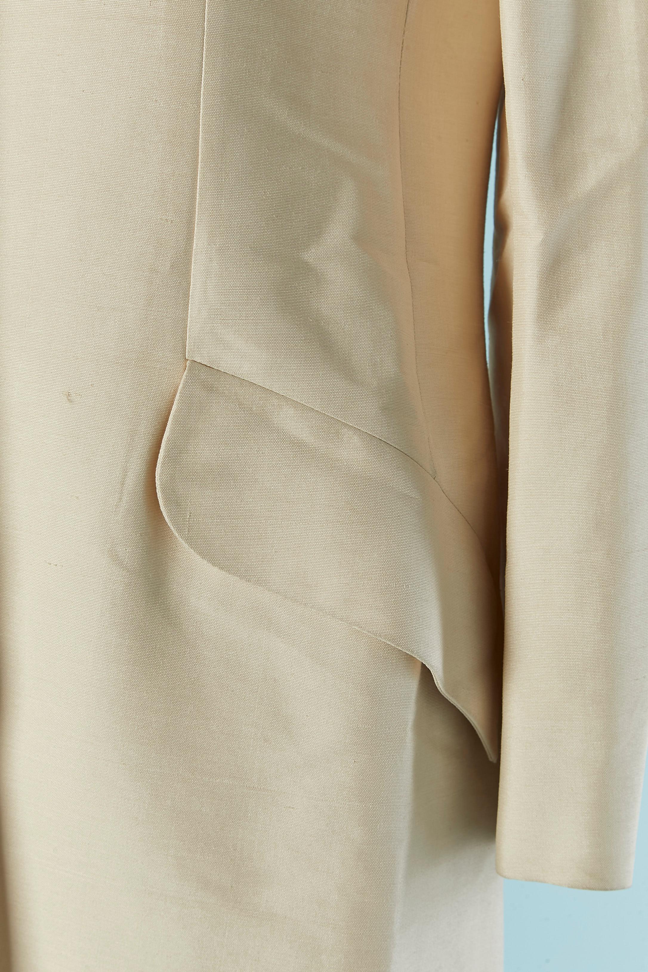 Beige Off-white raw silk single breasted coat MISS DIOR For Sale