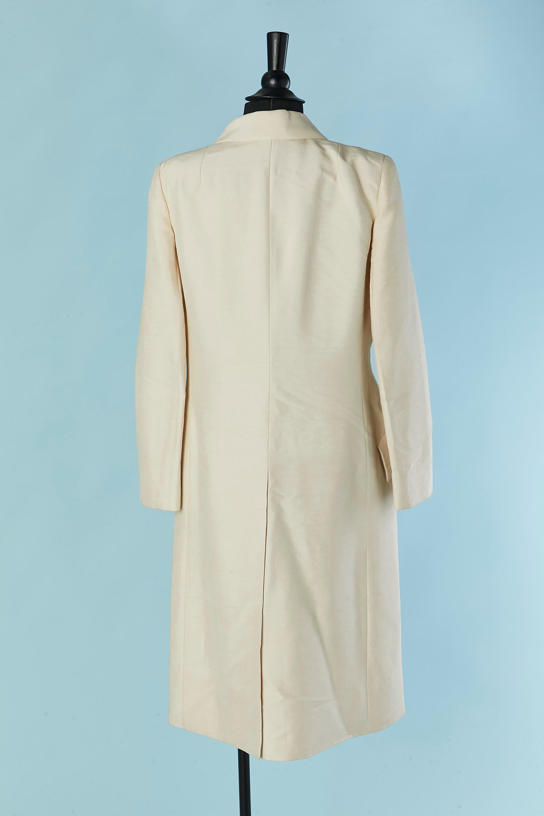 Women's Off-white raw silk single breasted coat MISS DIOR For Sale