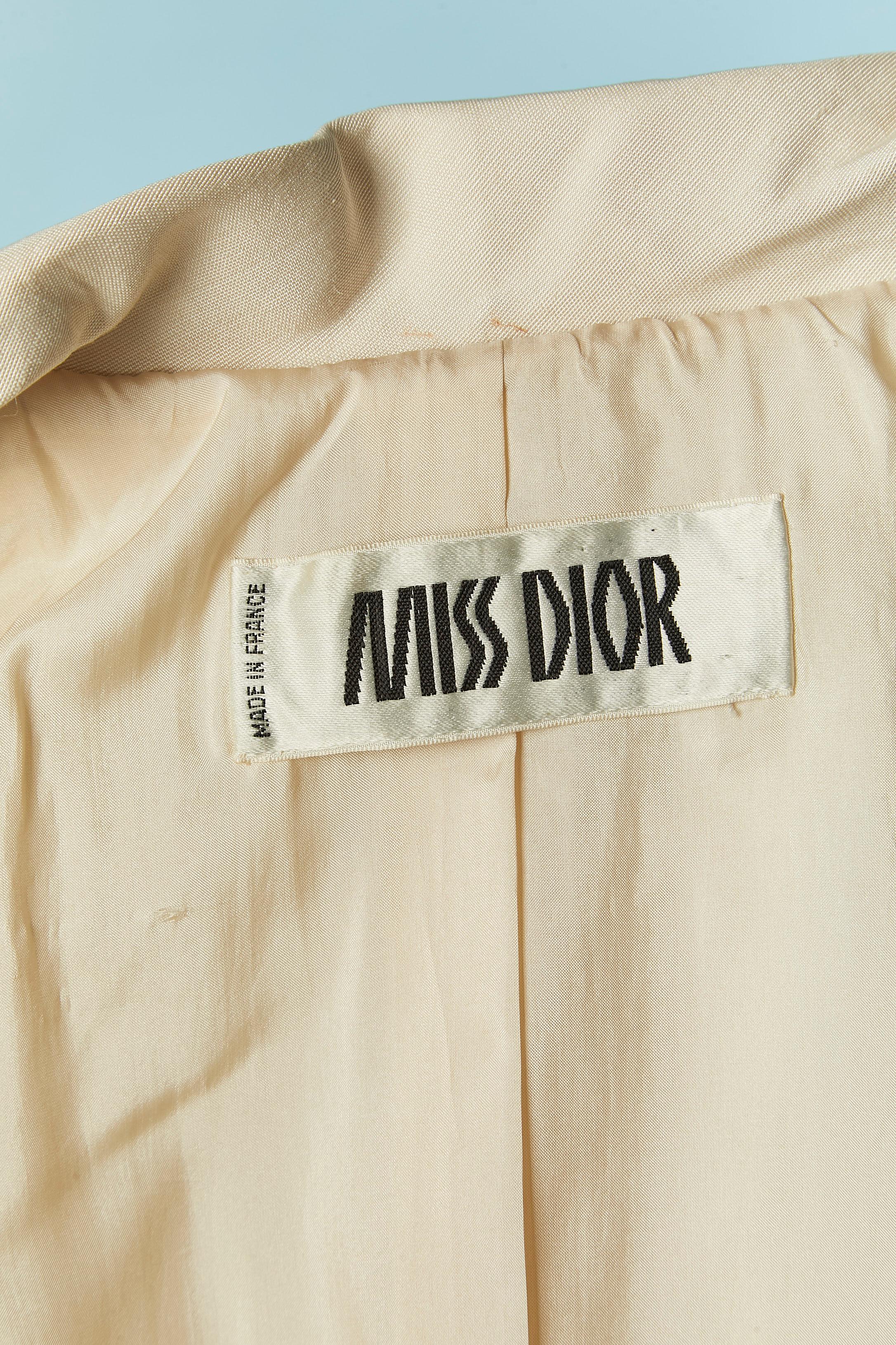 Off-white raw silk single breasted coat MISS DIOR For Sale 1