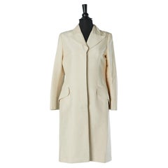 Off-white raw silk single breasted coat MISS DIOR
