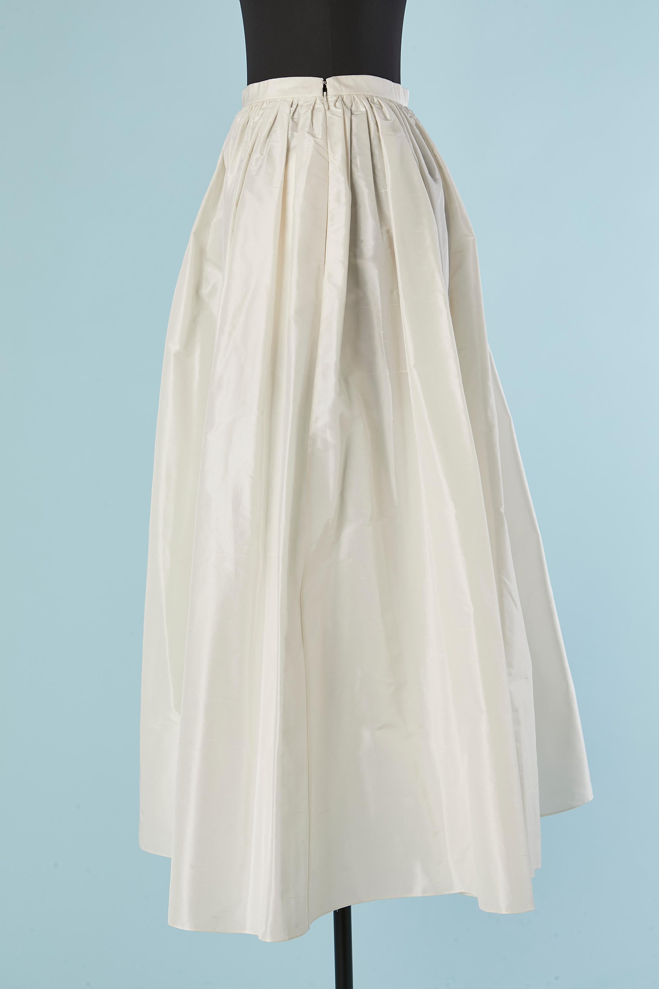 Grigio Gonna in seta grezza bianco sporco con arricciatura in vita CHRISTIAN DIOR in vendita