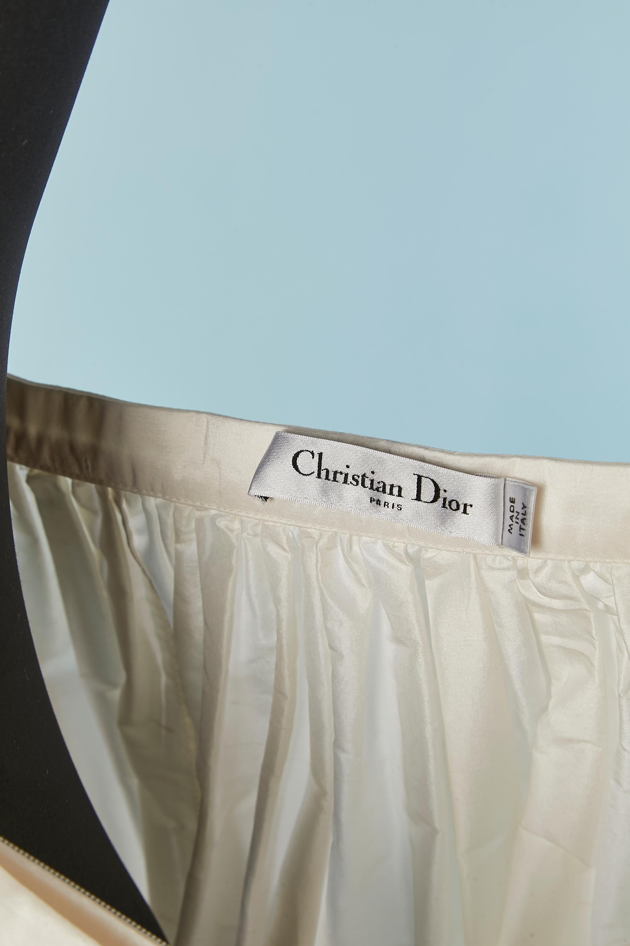 Donna Gonna in seta grezza bianco sporco con arricciatura in vita CHRISTIAN DIOR in vendita