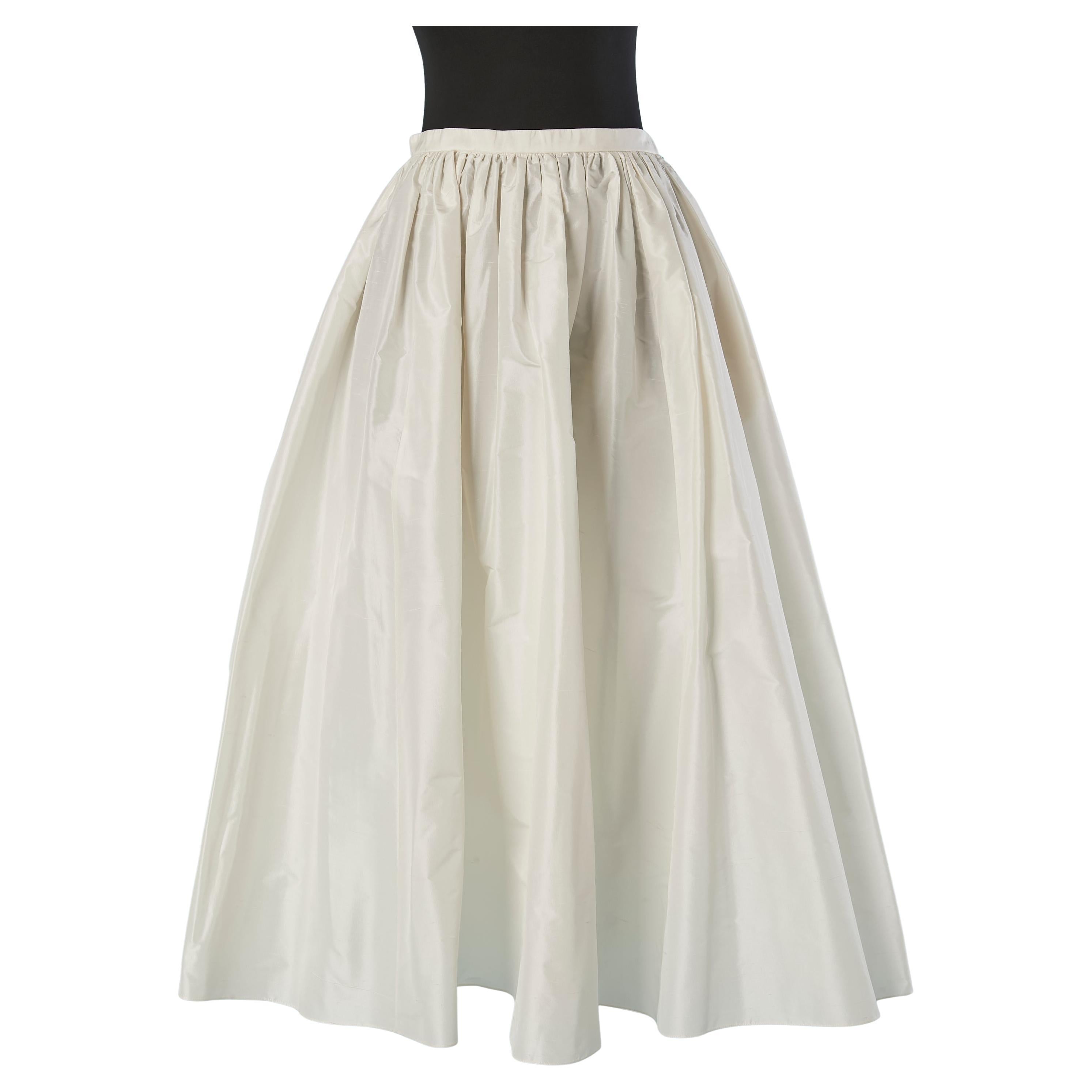 Off-white raw silk skirt with gather around the waist CHRISTIAN DIOR