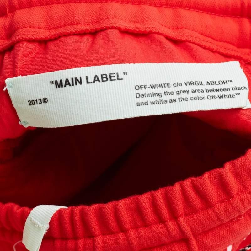 Women's Off-White Red Jersey Logo Tape Track Pants XXS For Sale