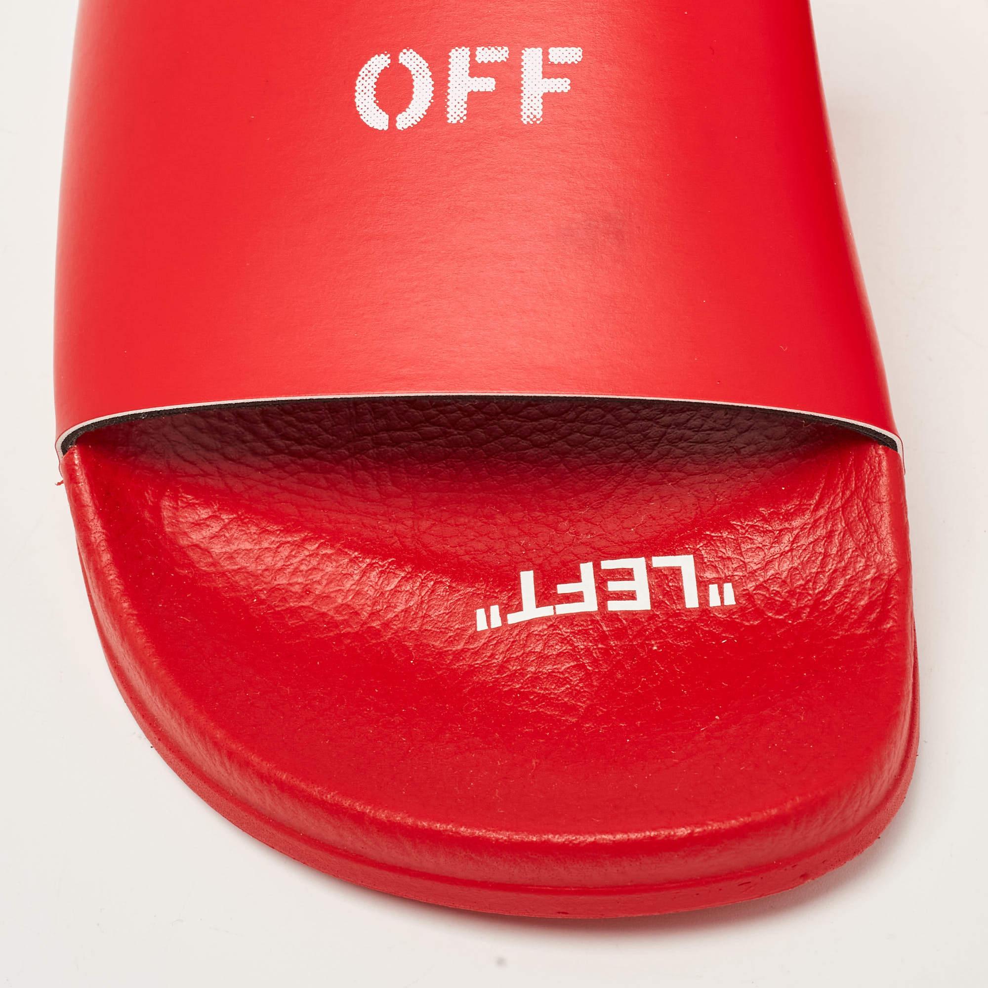 Off-White Red Leather Pool Slides Size 39 For Sale 3