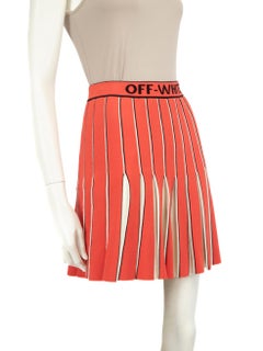 Off-White Red Logo Print Pleated Mini Skirt Size S
