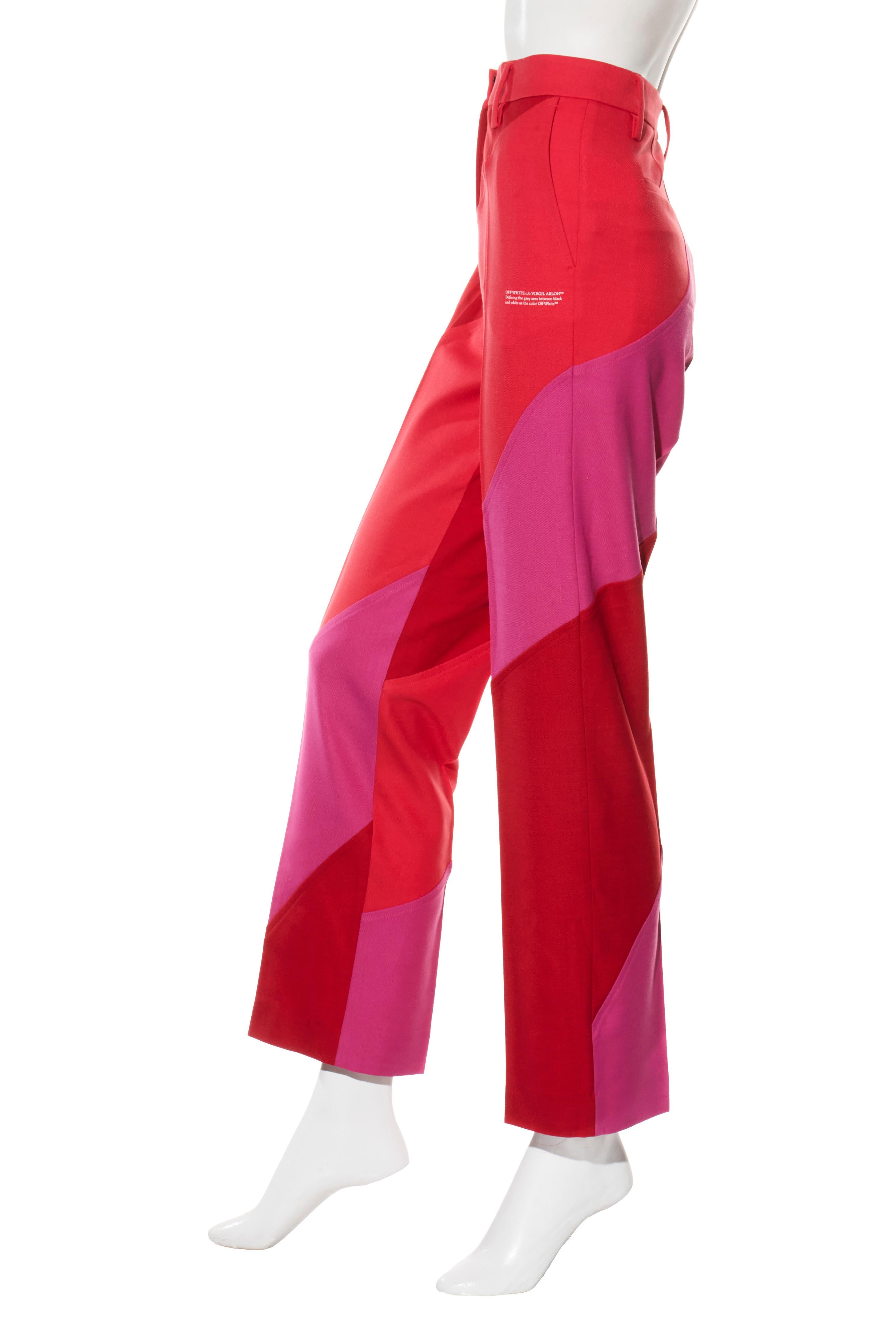 Combinaison pantalon en spirale rouge et rose Off-White Resort 2021 Taille IT 38 en vente 3