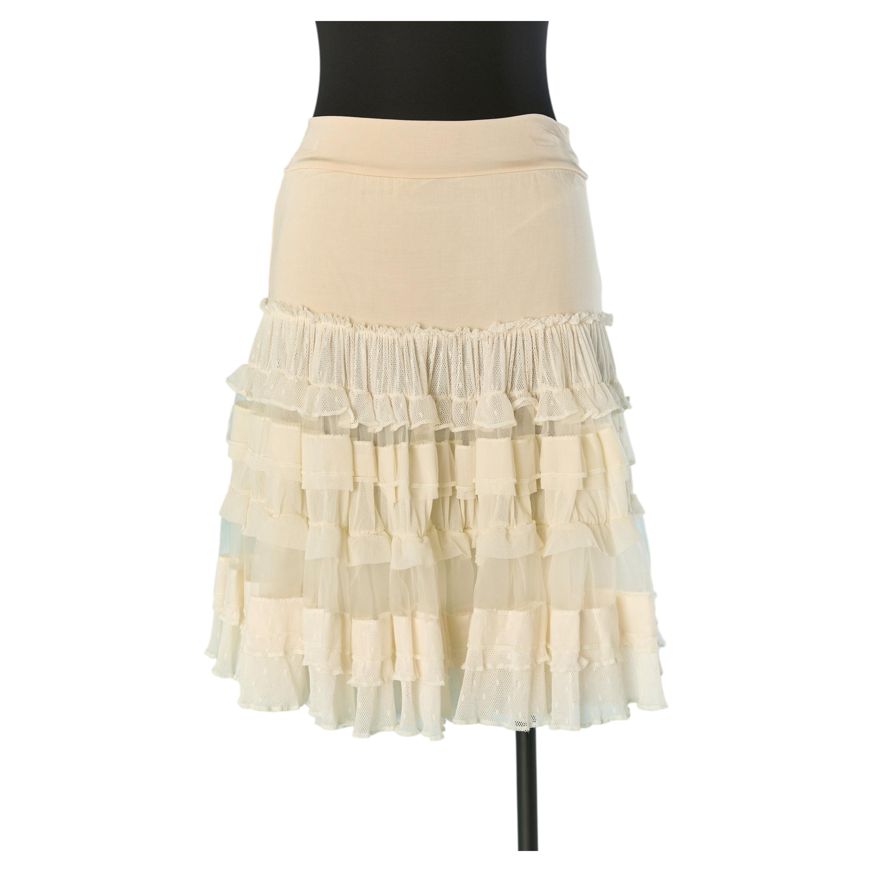 Falda con volantes en color blanco roto de Jean Paul Gaultier SOLEIL