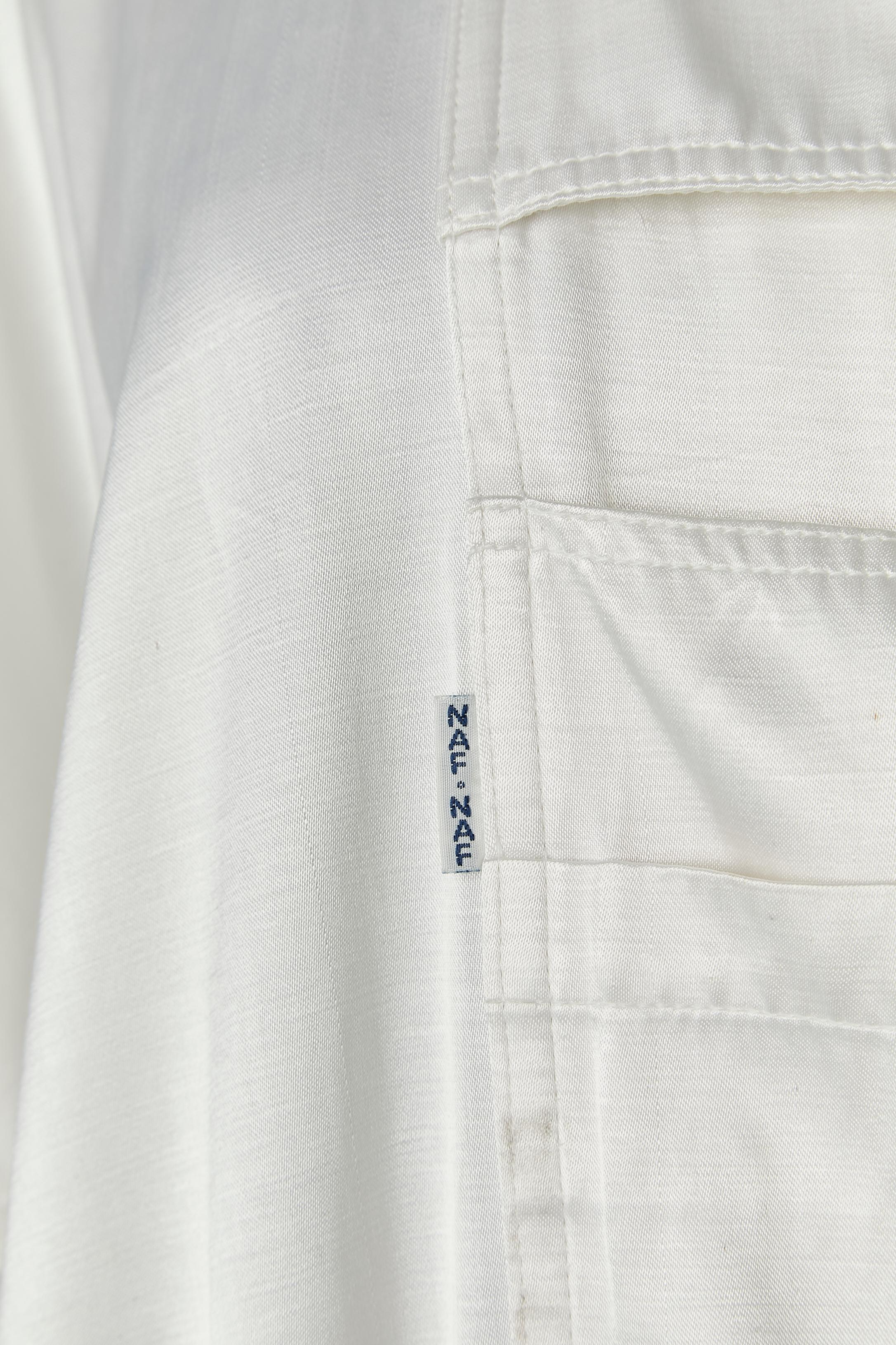Women's or Men's Off-white satin cotton & rayon oversize jumpsuit NAF-NAF Circa 1980's