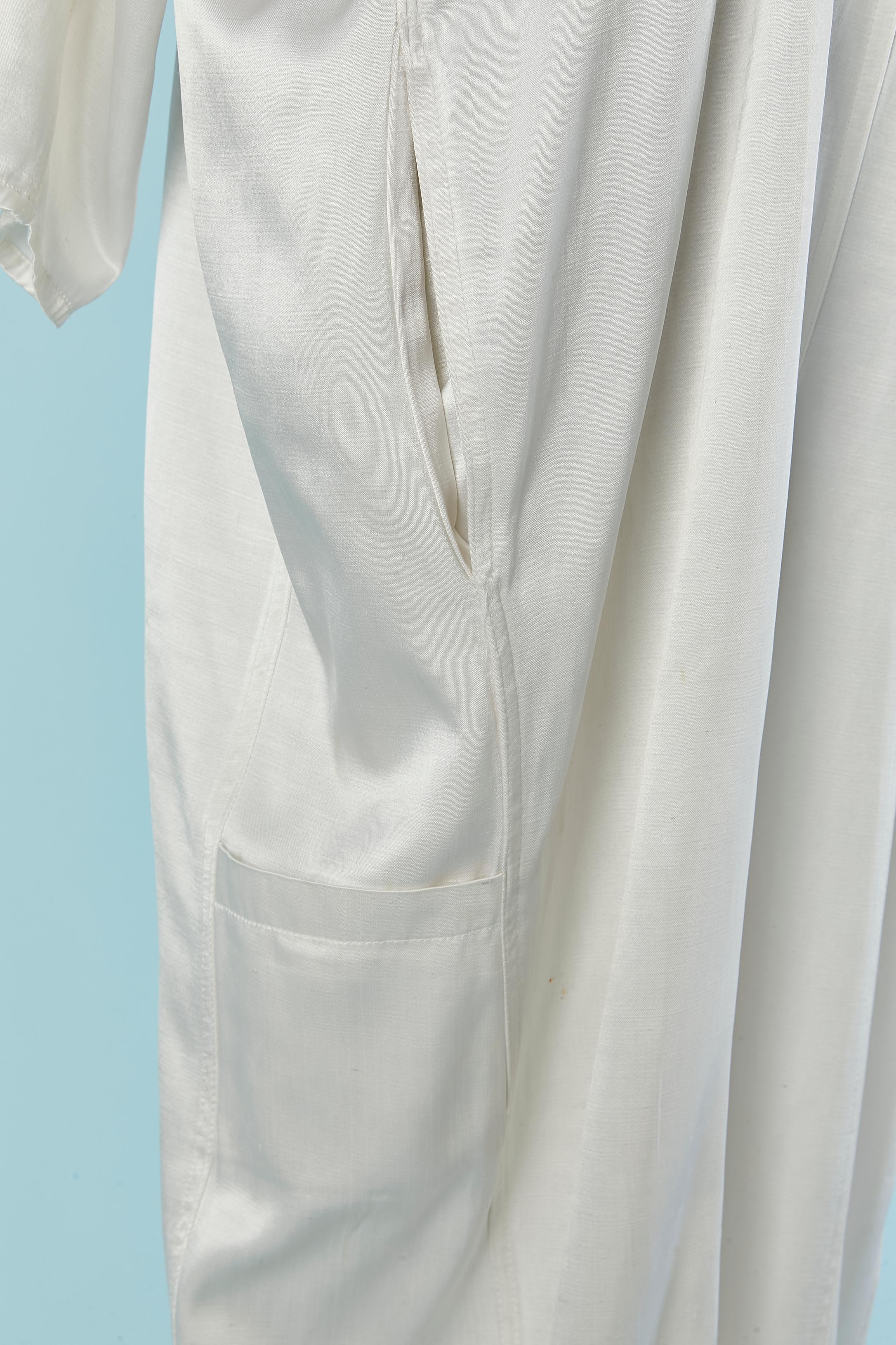 Off-white satin cotton & rayon oversize jumpsuit NAF-NAF Circa 1980's 1
