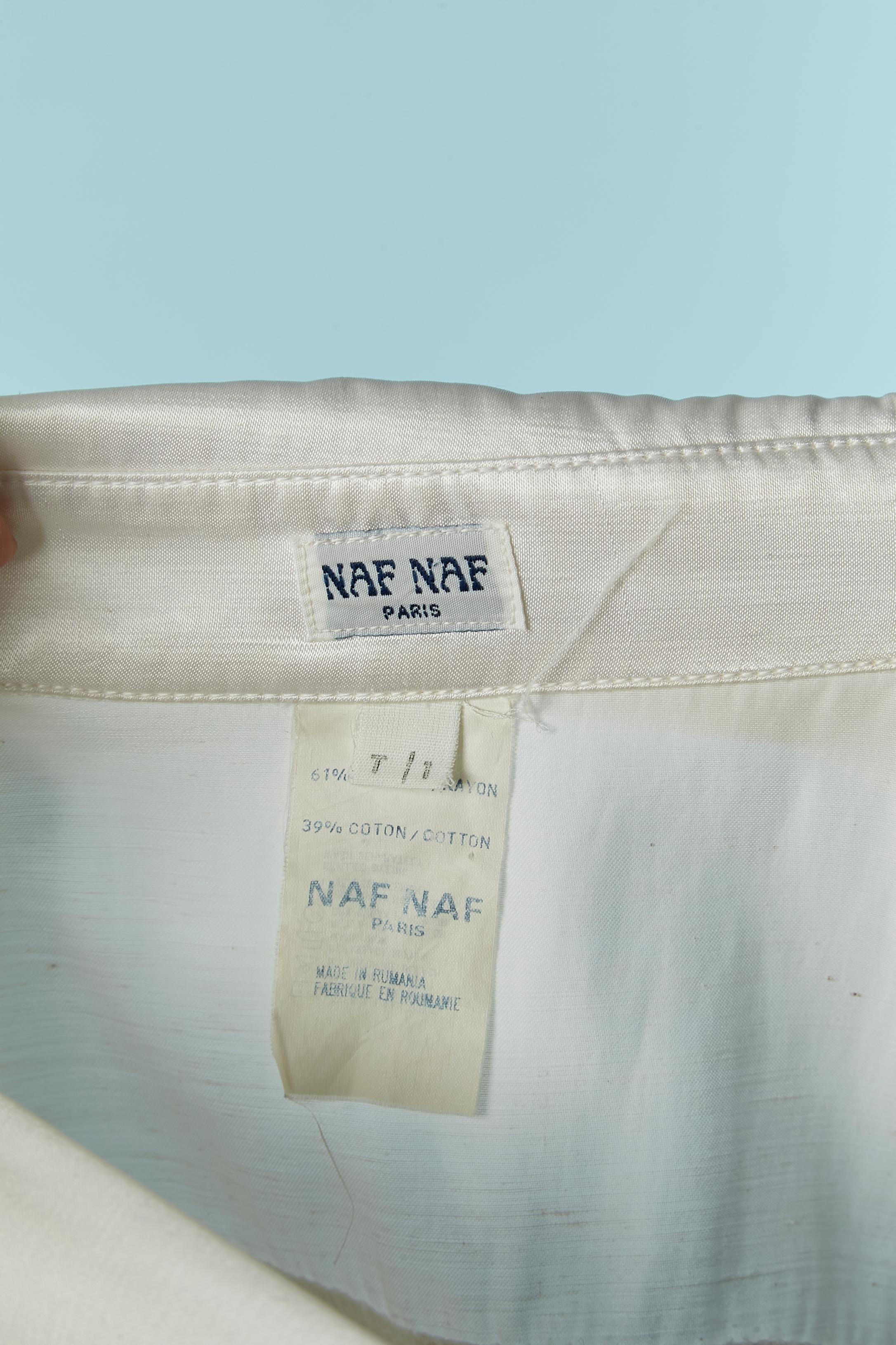 Off-white satin cotton & rayon oversize jumpsuit NAF-NAF Circa 1980's 4