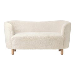 Divano Mingle in pelle di pecora bianca e Oak naturale di By Lassen