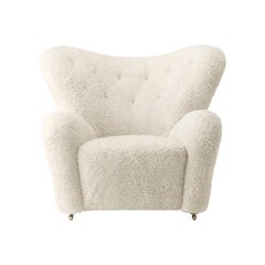 Sillón de piel de oveja blanco hueso Tired Man Lounge Chair by Lassen