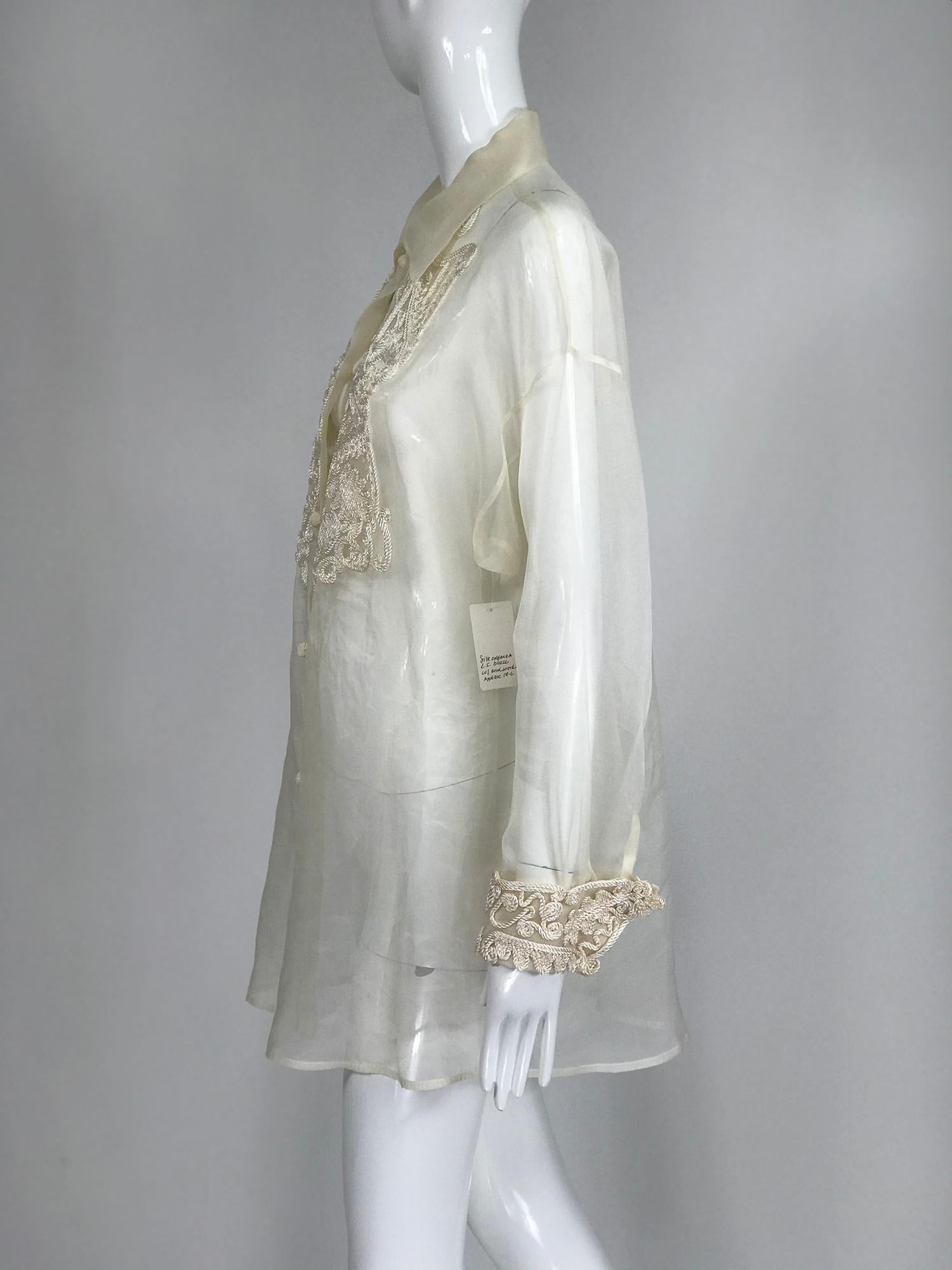 white silk tunic blouse