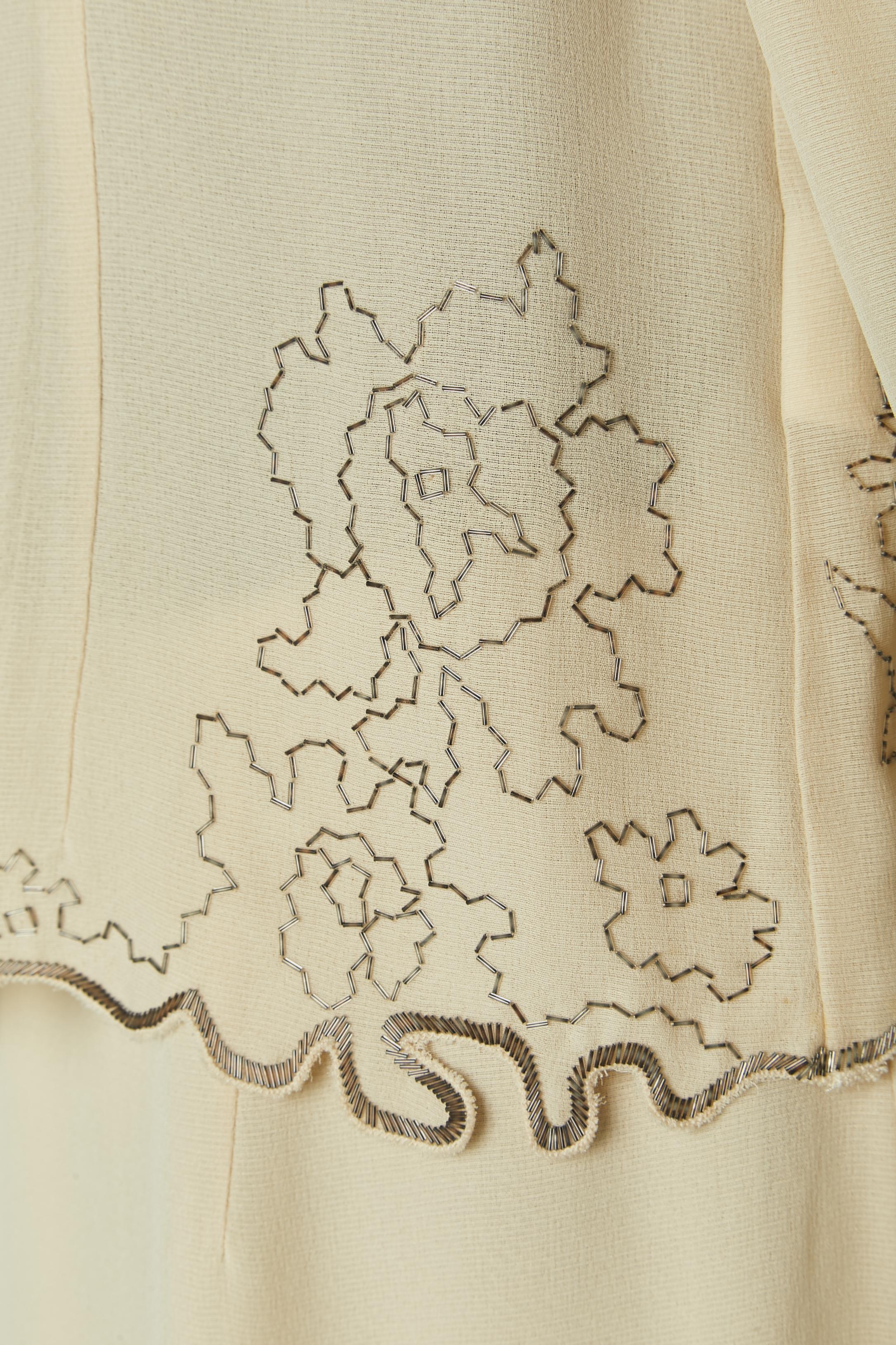 Off-white shirt and skirt with beadwork VALENTINO Miss V In Excellent Condition In Saint-Ouen-Sur-Seine, FR