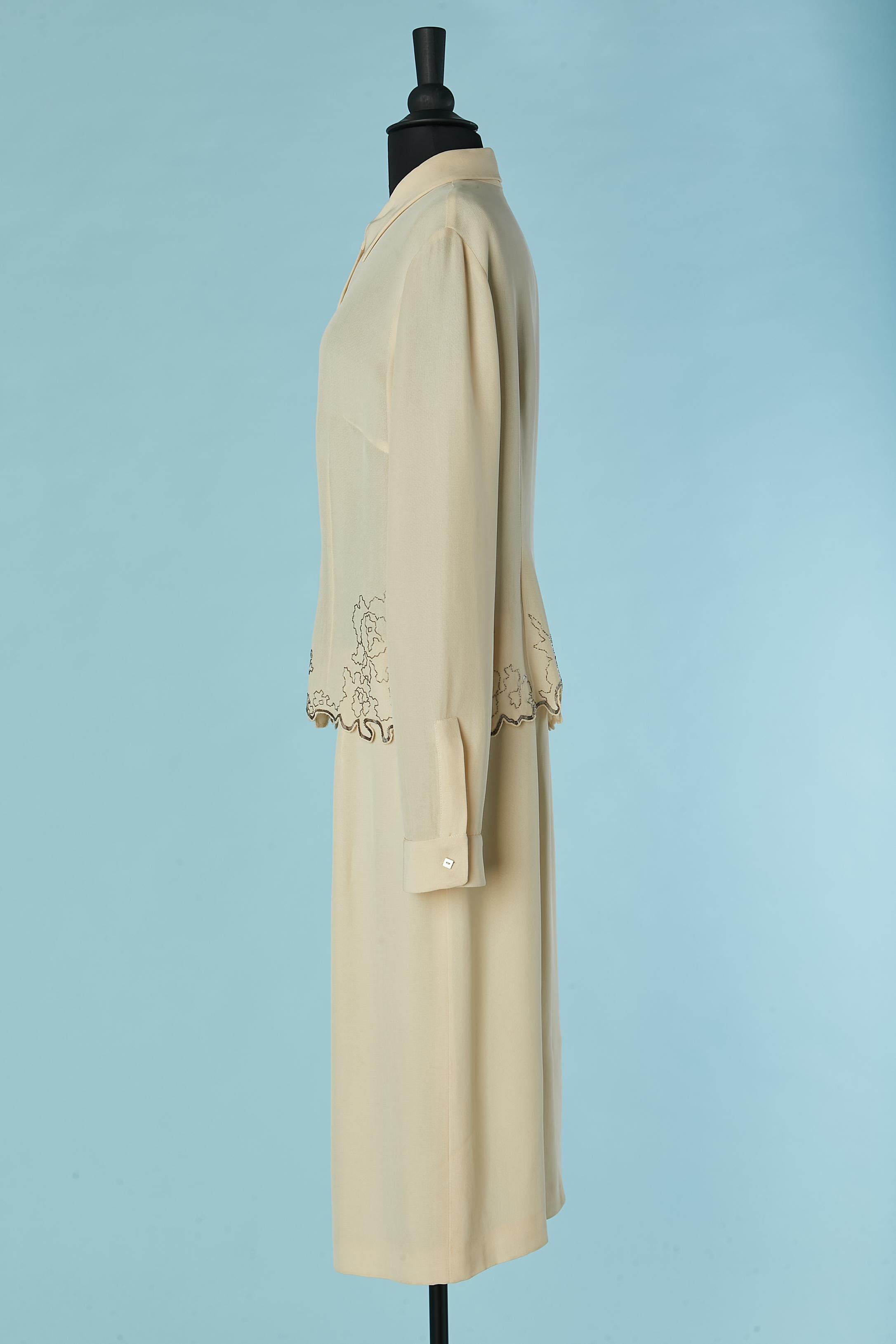 Women's Off-white shirt and skirt with beadwork VALENTINO Miss V