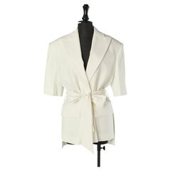 Off-white short sleeve oversize jacket with fabric belt ALEXANDRE VAUTHIER