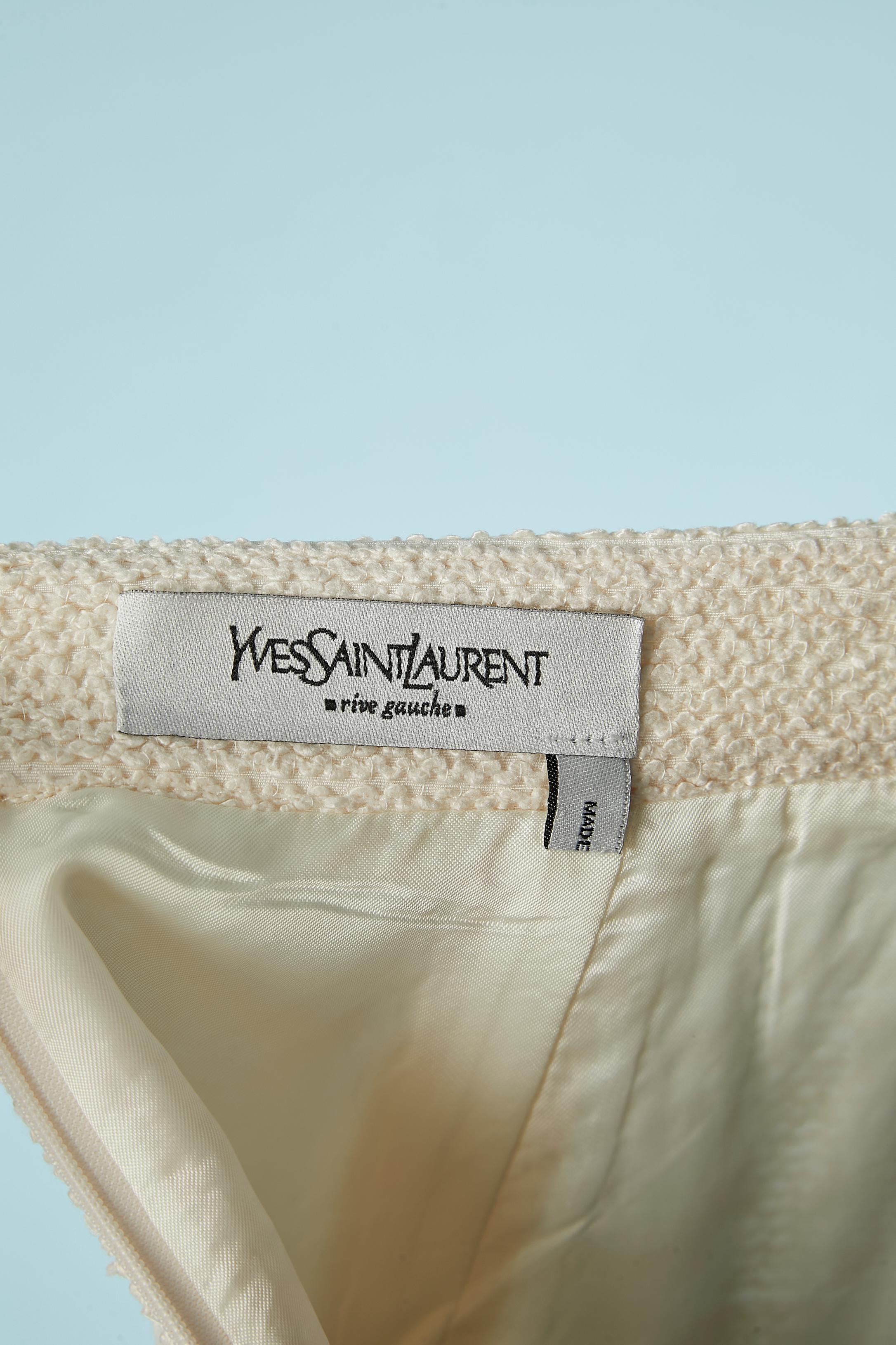 Women's Off-white silk and cotton pencil skirt Yves Saint Laurent Rive Gauche  For Sale
