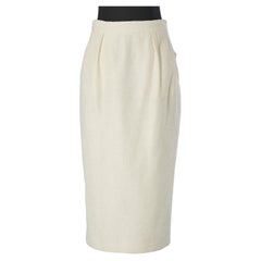 Off-white silk and cotton pencil skirt Yves Saint Laurent Rive Gauche 