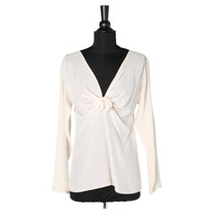 Off-white silk shirt with bow in the middle front Yves Saint Laurent Rive Gauche