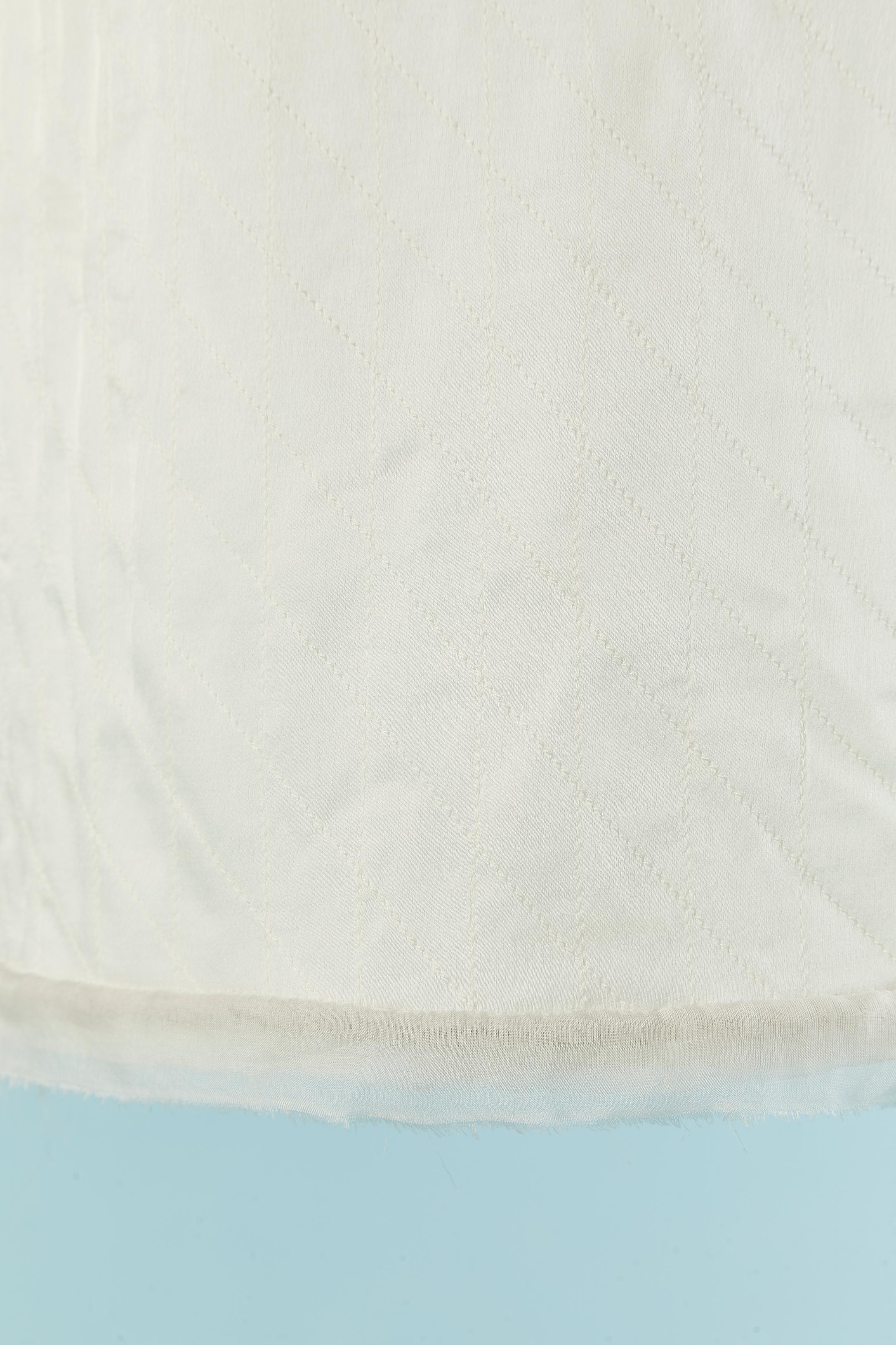 Off White Seide Topstitched Kleid mit Reißverschlusstaschen LANVIN von Alber Elbaz aus Seide Damen im Angebot